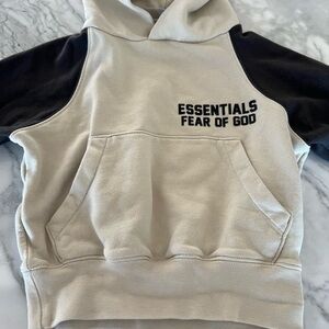 Essentials Cream and Black Hoodie
